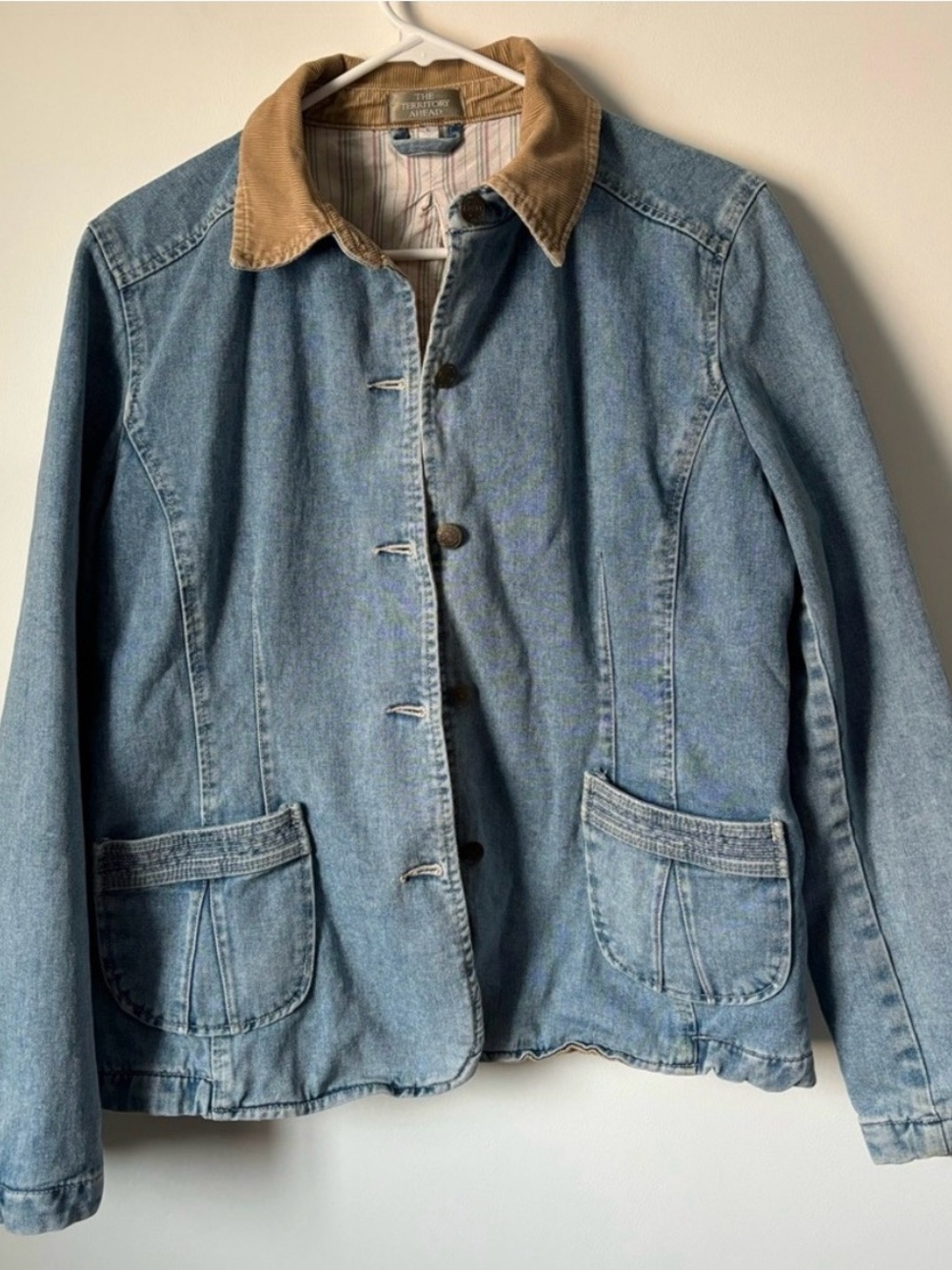 The Territory Ahead Vintage Lined Jean Jacket With Corduroy Collar